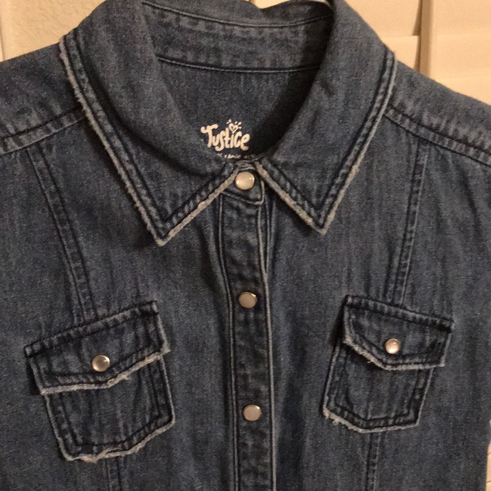 Justice Denim Button-up Top - Picture 3 of 6